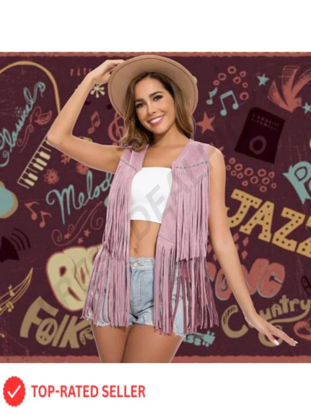 Women's Faux Suede Fringe Vest 60s 70s Hippie Cowgirl Western Tassel Sleeveless